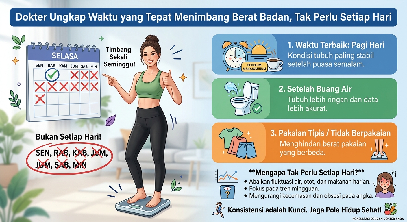 Dokter Ungkap Waktu yang Tepat Menimbang Berat Badan, Tak Perlu Setiap Hari