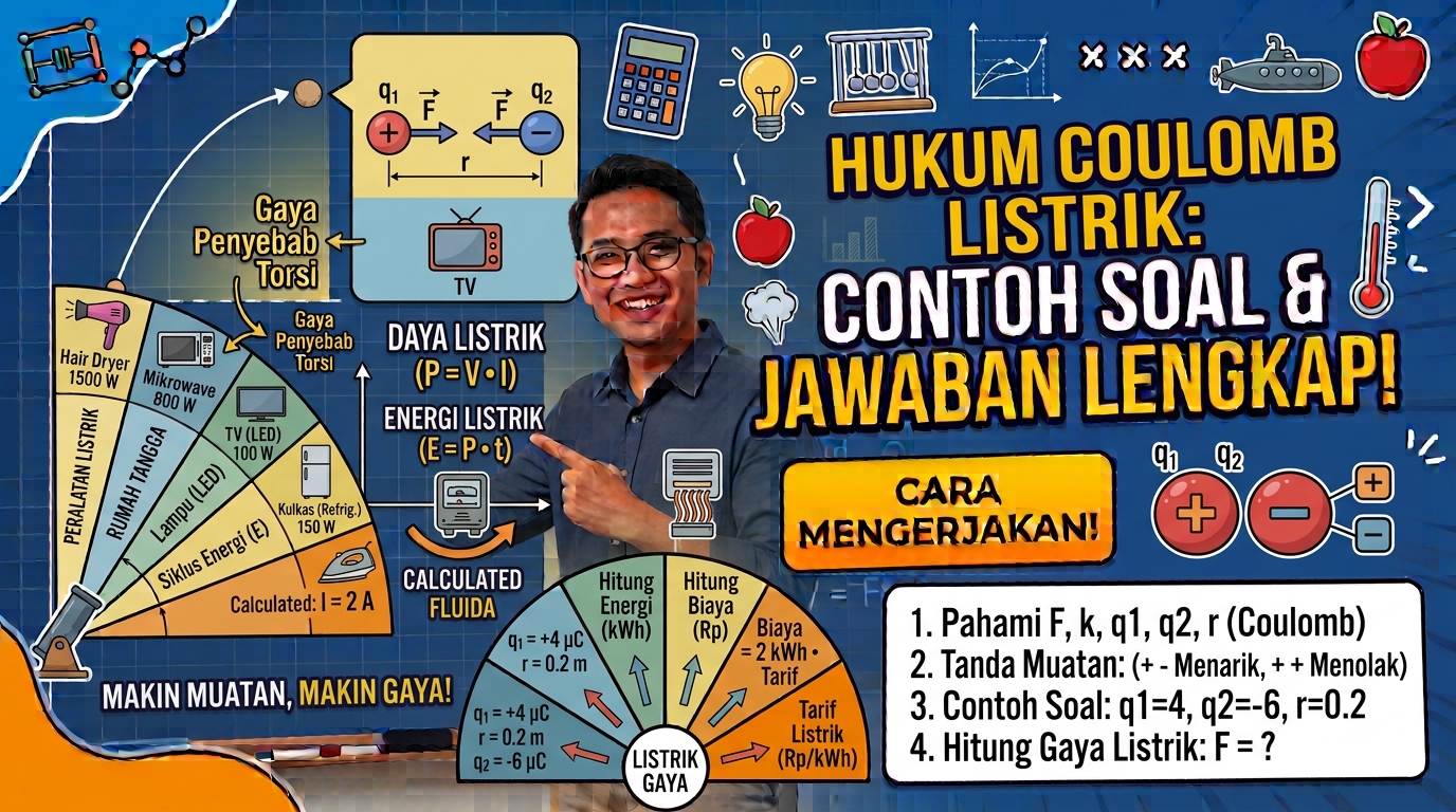 Contoh Soal Hukum Coulomb Menghitung Gaya Tarik Listrik dan Cara Mengerjakannya