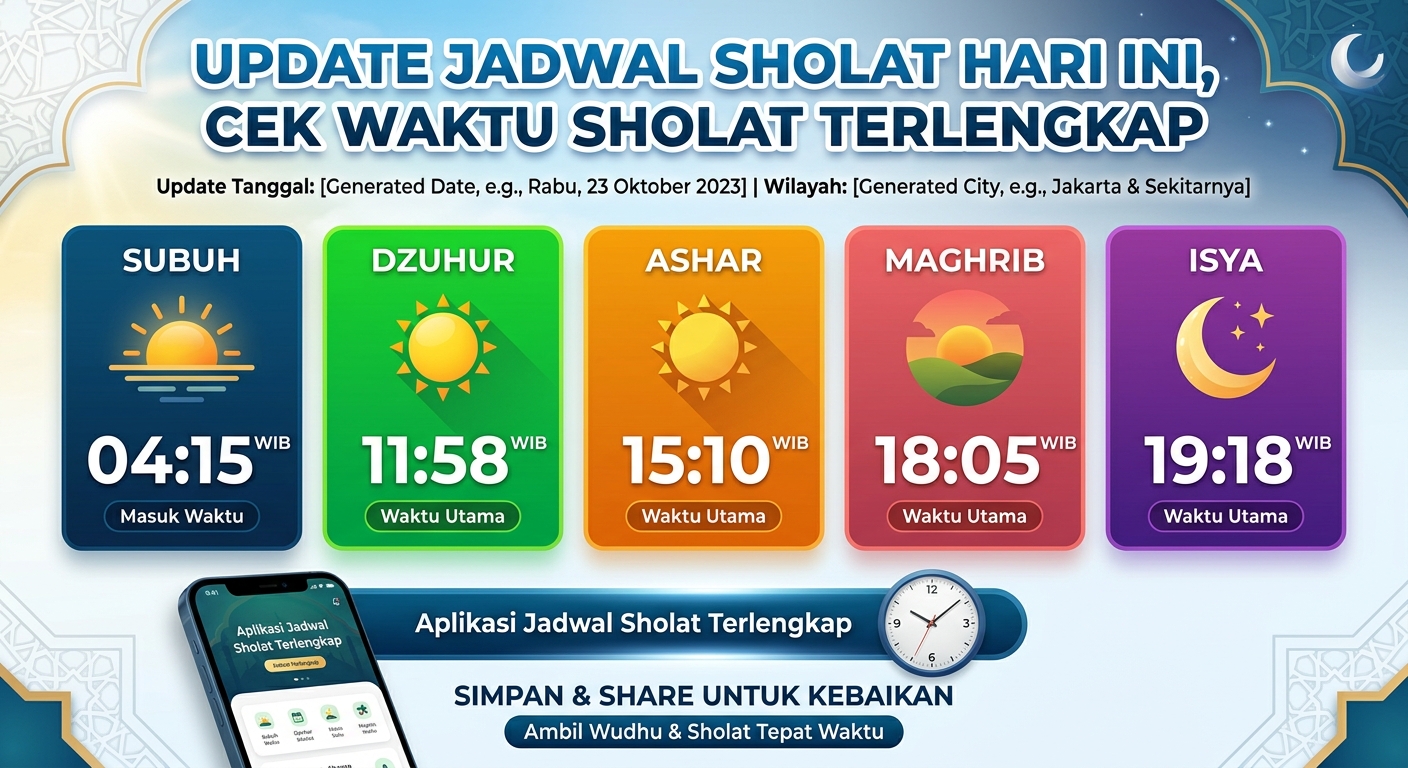 Update Jadwal Sholat Hari Ini, Cek Waktu Sholat Terlengkap