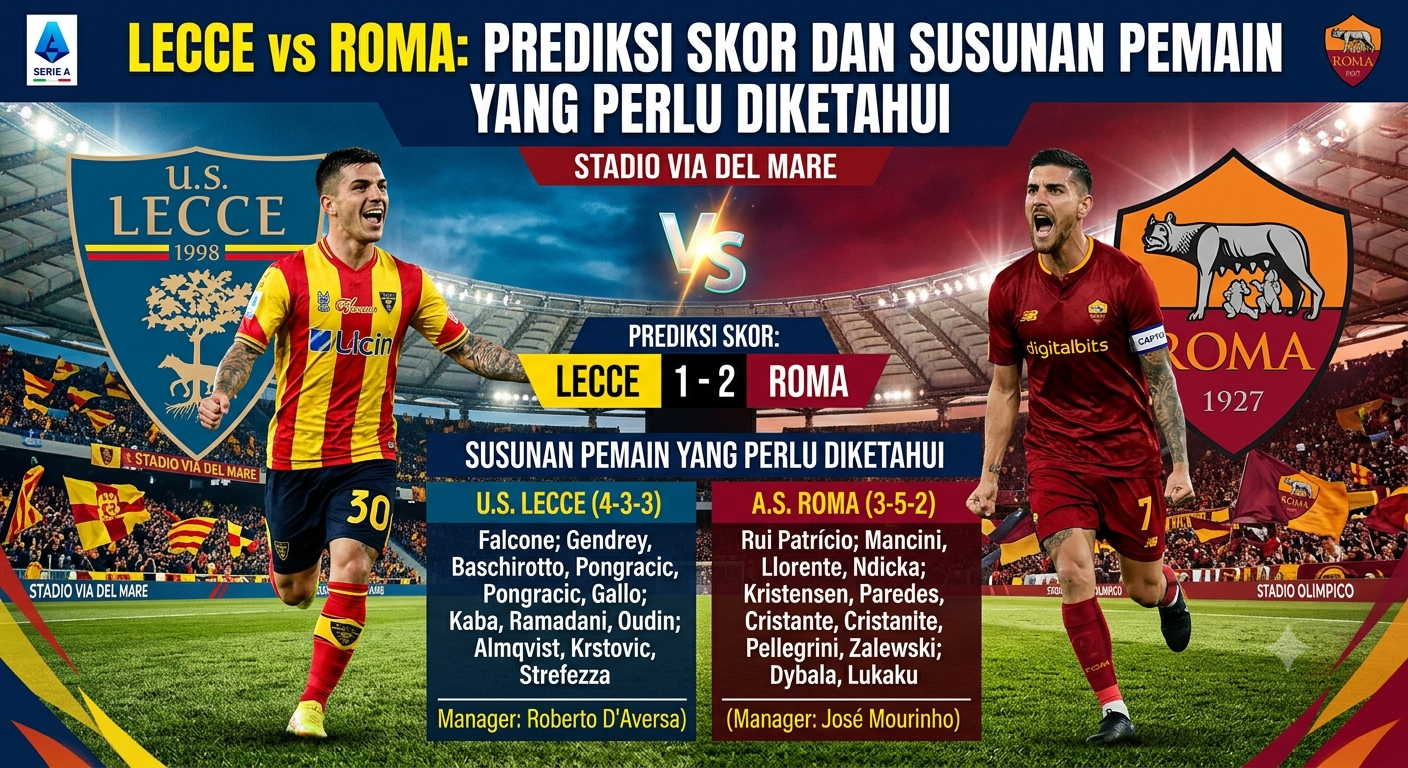 Lecce vs Roma, Prediksi Skor dan Susunan Pemain yang Perlu Diketahui