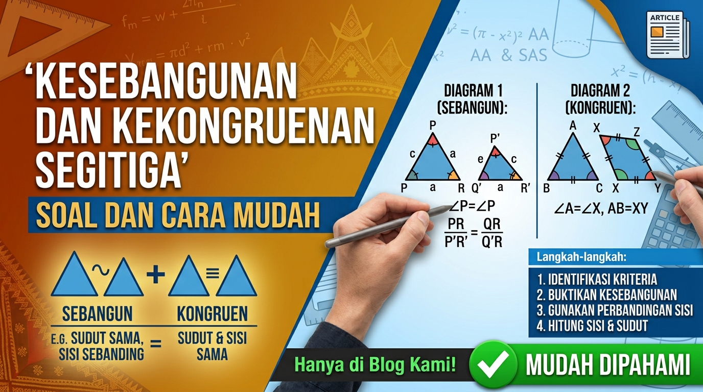 Contoh Soal Kesebangunan dan Kekongruenan Segitiga dan Cara Mengerjakannya