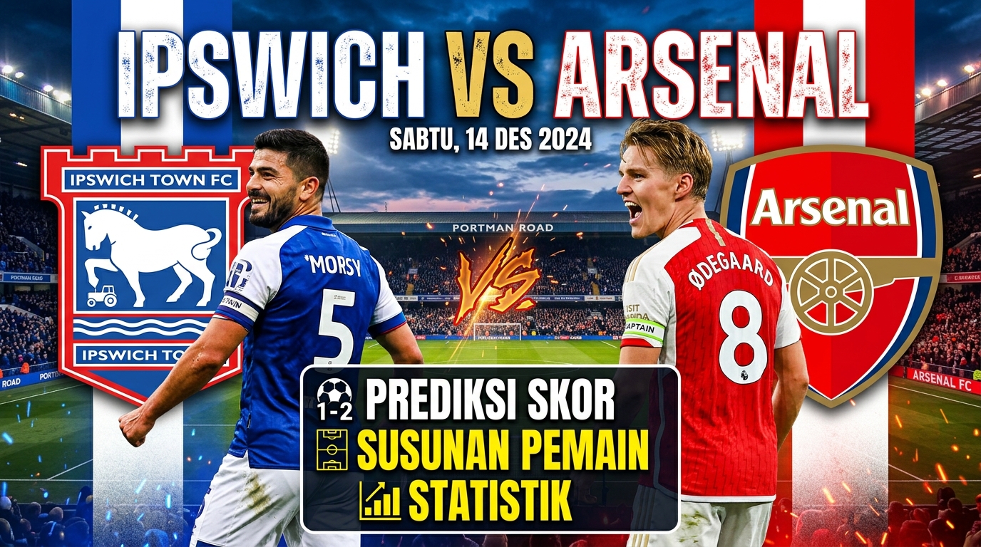 Ipswich vs Arsenal: Prediksi Skor, Susunan Pemain, dan Statistik