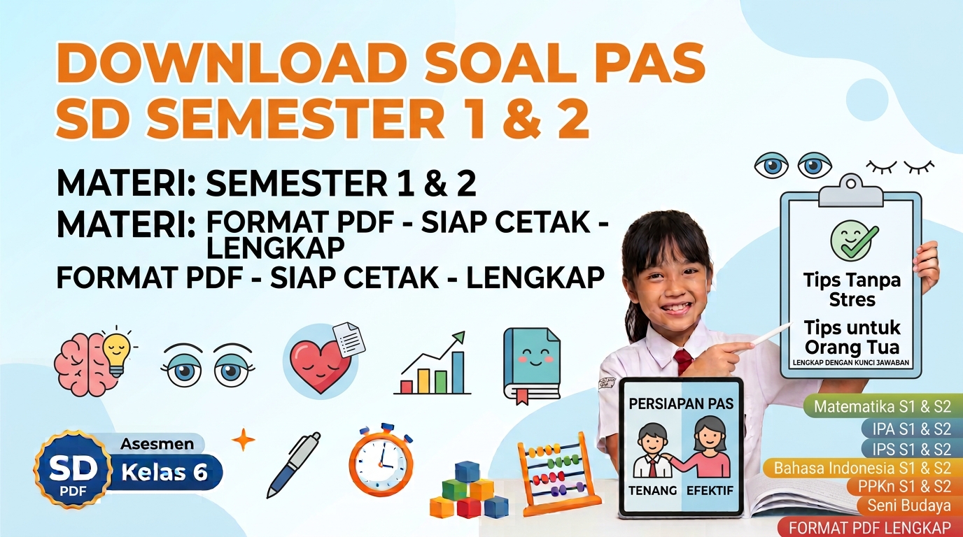 Download Soal PAS SD Semester 1 dan 2 Format PDF Siap Cetak
