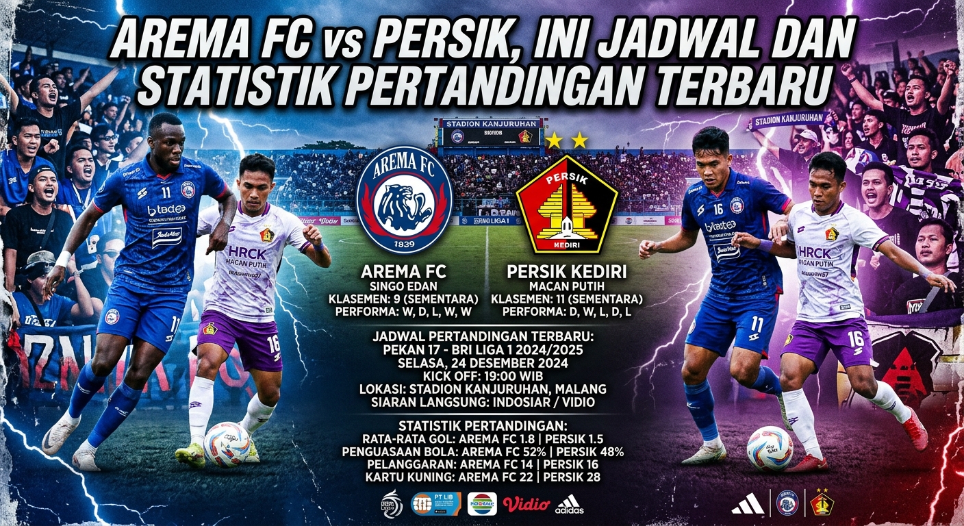 Arema FC vs Persik, Ini Jadwal dan Statistik Pertandingan Terbaru