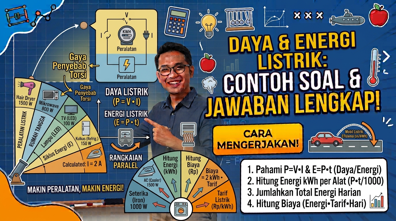 Contoh Soal Menghitung Daya dan Energi Listrik Rumah Tangga beserta Cara Mengerjakannya