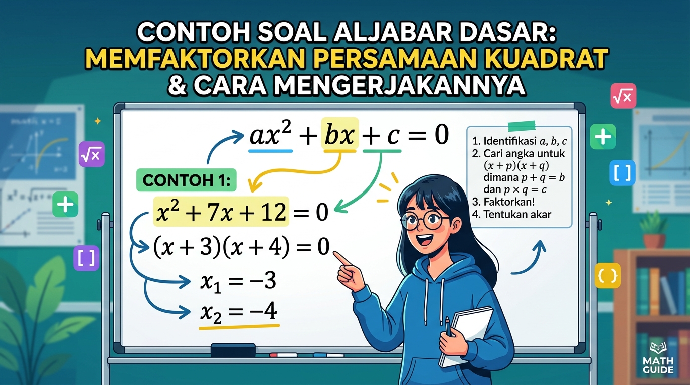 Contoh Soal Aljabar Dasar Memfaktorkan Persamaan Kuadrat dan Cara Mengerjakannya
