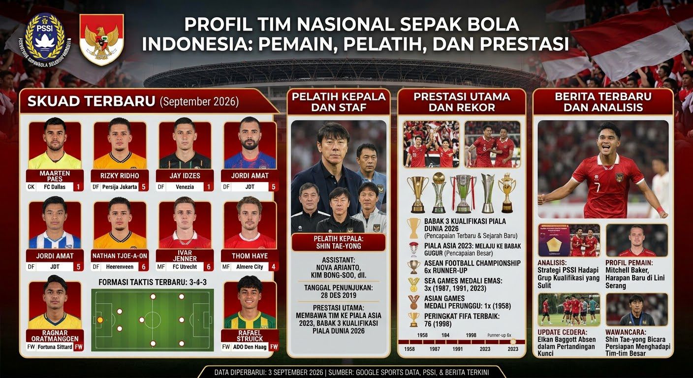 Profil Tim Nasional Sepak Bola Indonesia, Pemain, Pelatih, dan Prestasi