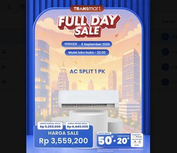 Diskon Besar AC Split 1 PK di Transmart Full Day Sale: Solusi Pendingin Hemat untuk Rumah Anda