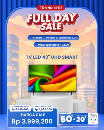 Promo Heboh Transmart Full Day Sale: LED TV 43 Inch Diskon Gila-gilaan Hingga 70 Persen!