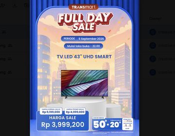 Transmart Tampil Menarik: Harga TV LED 43 UHD Smart Dipangkas Habis Menarik Ribuan Pelanggan