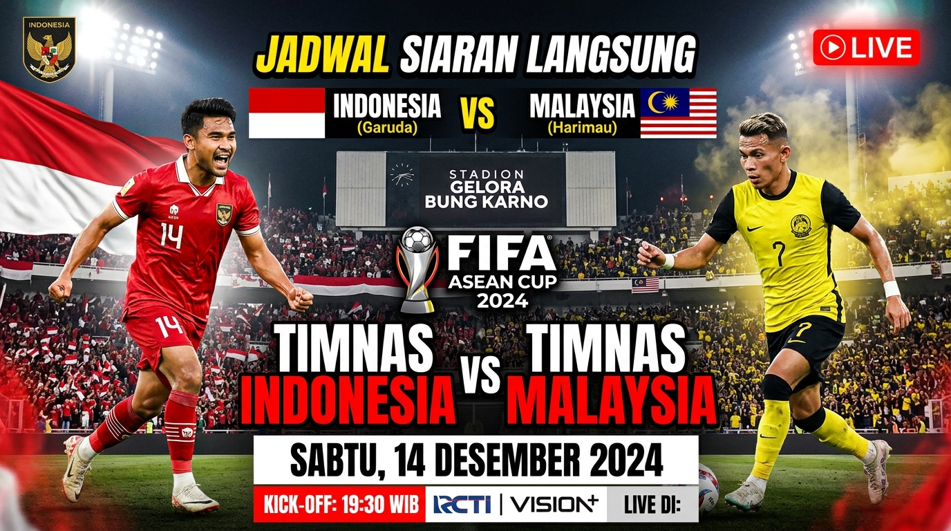 Jadwal Siaran Langsung Timnas Indonesia vs Malaysia di FIFA ASEAN Cup