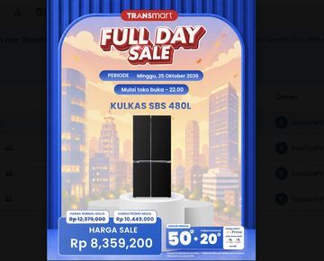 Berburu Promo Transmart Full Day Sale: Harga Super Hemat Kulkas SBS 480L Jadi Primadona