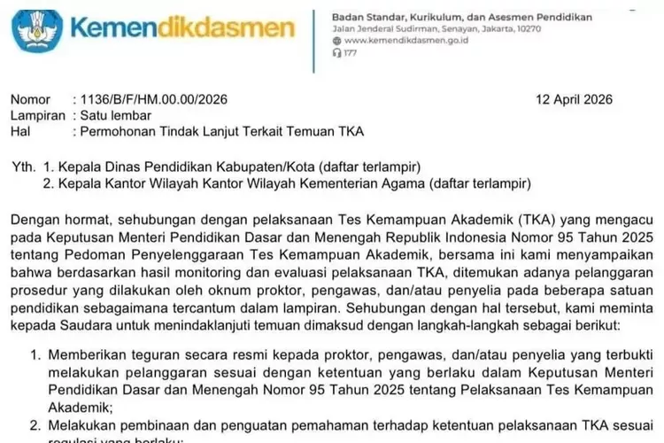 Gelombang Kendala TKA 2026: Kemendikdasmen Tindak Tegas Dugaan Pelanggaran dan Siapkan Solusi Darurat