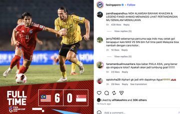 Skor Telak 0-6, IG Singapura Diserbu Netizen Kalah 0-6 dari Malaysia Dinilai Janggal